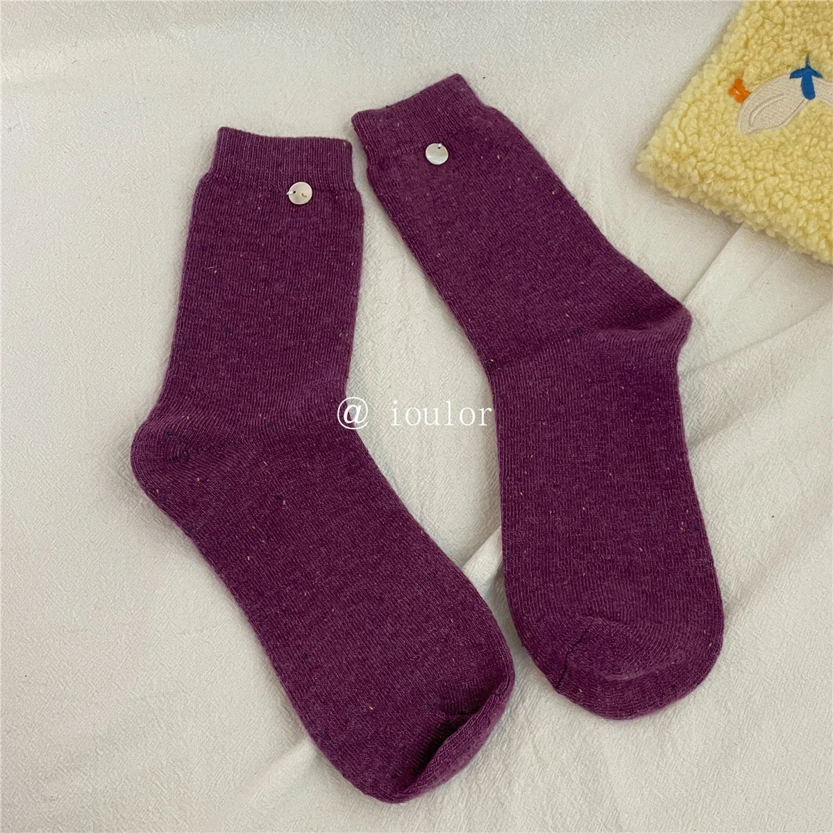 SP&CITY Colored Dotted Sheep Woolen Socks Women's Winter Warm Keeping Middle Tube Socks Casual Thick Korean Fashion Stockings