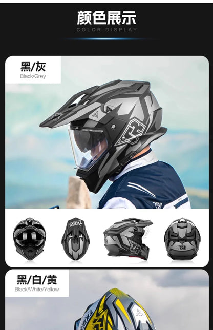 Tiger JTO1 Adventure Motorcycle Helmet Dual SunVisor Helmet Size S-3XL Off-road Casco Moto Highly Breathable For  ADV Long Rides