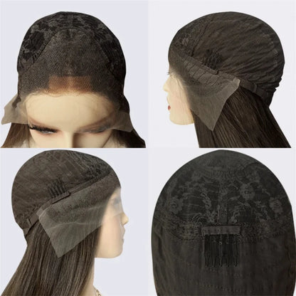 Lace Front Deep Curly Synthetic Wig for Women Dark Brown Glueless Lace Wig Heat Resistant Fiber Pre Plucked Hairline Party Daily
