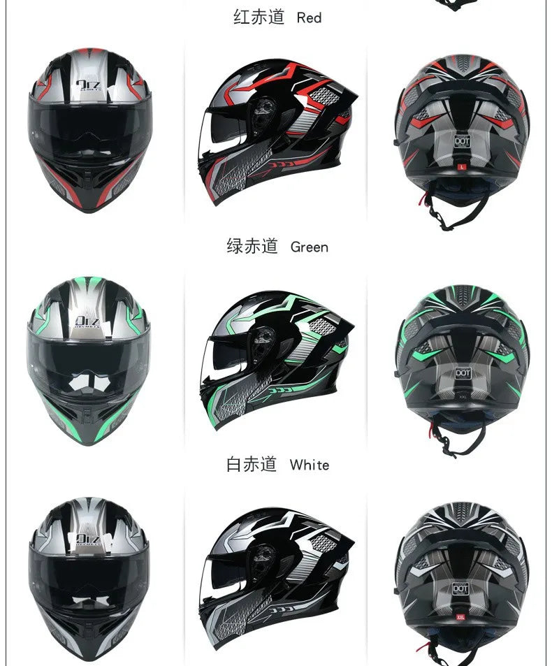 Motorcycle Helmet Full Face Racing Motorbike Helmet with Double Sun Visor Women Man Flip Up Moto Helmets Capacete De Moto