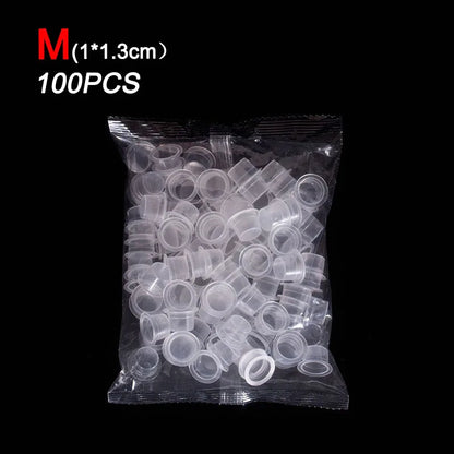 100pc S/M/L Plastic Microblading Disposable Tattoo Ink Cups Permanent Pigment Clear Container Cap Tattoo Accessory WSPJ04