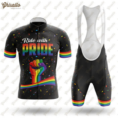 Team Ride with Pride Cycling Jersey Set, Road Bike Equipment, Men's Cycling Shirt, Quick Dry Bicycle Clothes, New
