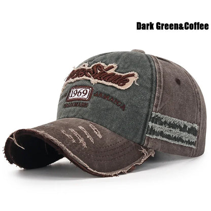 Scratched Brushed Patch Letter Embroidery Distressed Adjustable Cotton Hard Top Baseball Cap Sun Hat Trucker Caps Dad Hats