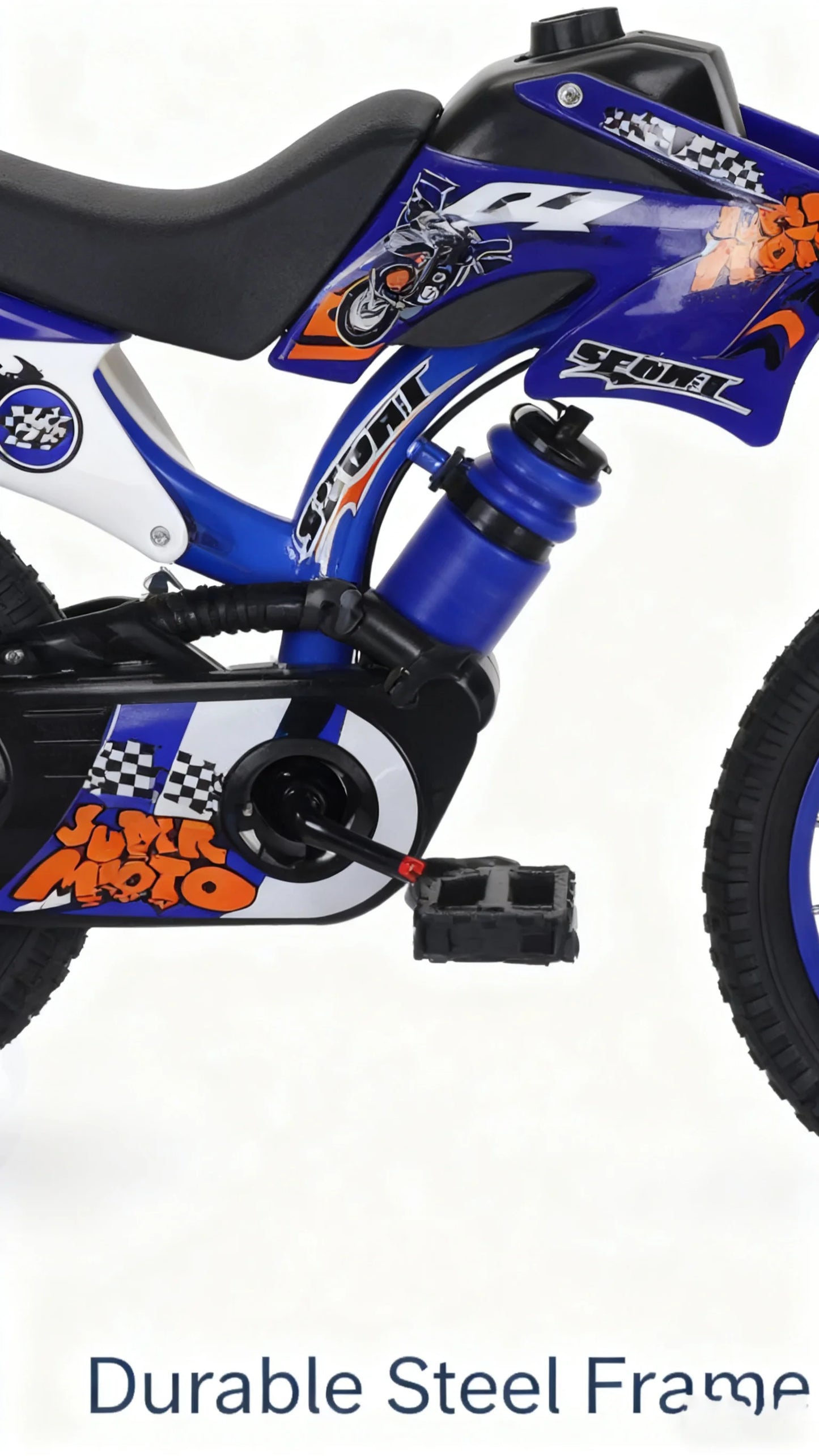 Blue Children's Off-Road Motorcycle Bicycle Pedal Bike with Headlamp Boys And Girls 12-16 Inch Cro