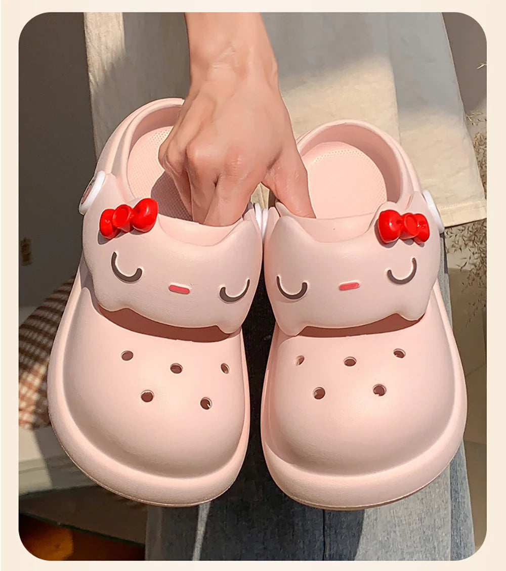 Women Fashion Platform Clogs Cute Cartoon Rabbit Summer Shoes Female Indoor Street Slippers Soft EVA Girls Daily Walking Sandals