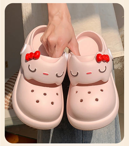 Women Fashion Platform Clogs Cute Cartoon Rabbit Summer Shoes Female Indoor Street Slippers Soft EVA Girls Daily Walking Sandals