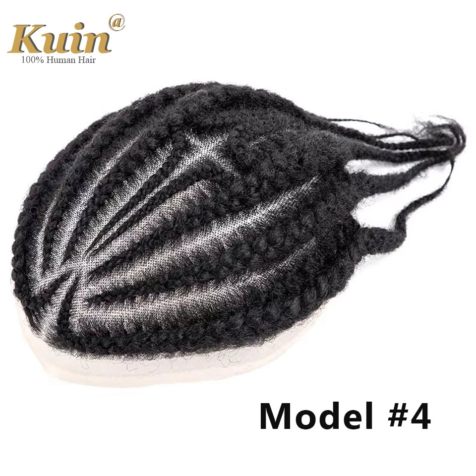 Braiding Toupee For Men Cornrow Braid Full Lace Man WIg Human Hair Braids Male Hair Prosthesis Human Hair Replacement System