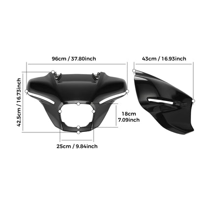 Motorcycle Front Outer Fairing and Instrument Bracket for Touring Street Glide ABS Windshield Cover Front Batwing Outer Fairing