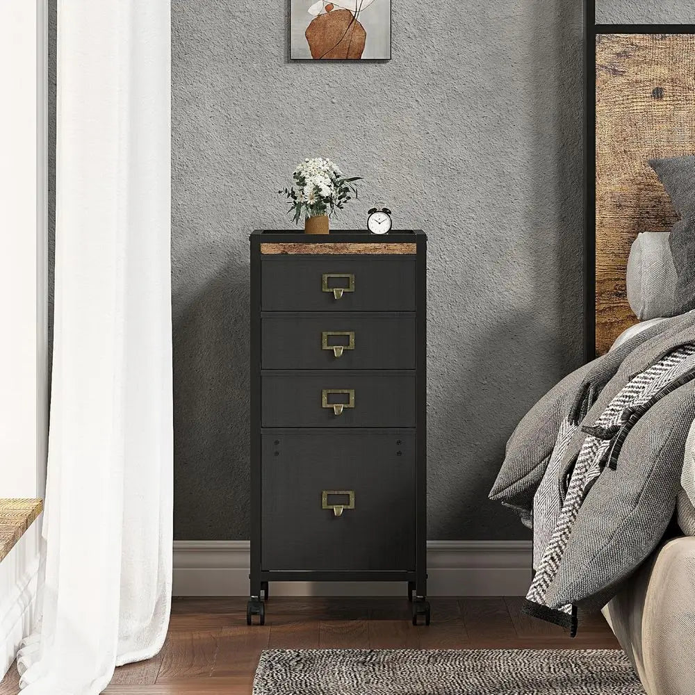 Mobile 3-Drawer Letter/A4 File Cabinet with Fabric, Under Desk Storage for Home Office on Wheels