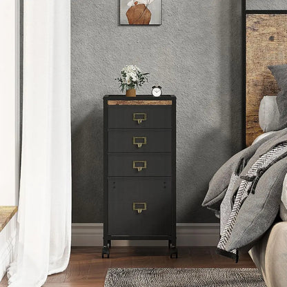 Mobile 3-Drawer Letter/A4 File Cabinet with Fabric, Under Desk Storage for Home Office on Wheels