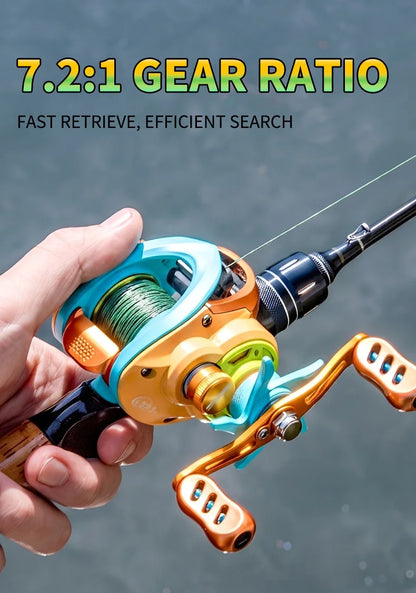 BILLINGS Baitcaster Reel,Ultralight Baitcasting Fishing Reel,7.2:1 Gear Ratio,Metal Spool,Max Darg 6KG,for Freshwater Saltwater