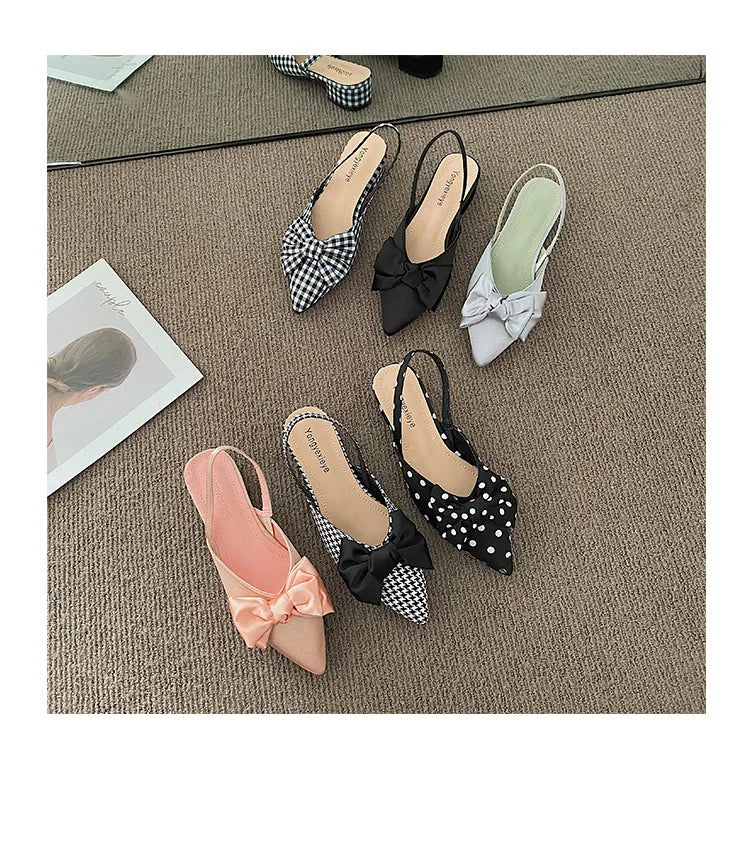 maogu Bow Polka Dot Pointed Toe Stiletto Sandals Luxury Sandals Women Designers Elegant Party Sandal 2023 Fashion Women Shoes 39