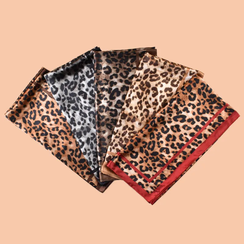 1PCS Women's Sexy Multicolor Leopard Print Woven Scarf Large Fashionable Headscarf for Travel Party Ladies Silk Square Scarf