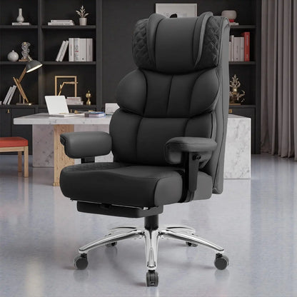 Office Desk Chair, Big and Tall Leather Gaming Chair with Footrest, Wide Ergonomic Comfy Executive High-Back, Customized