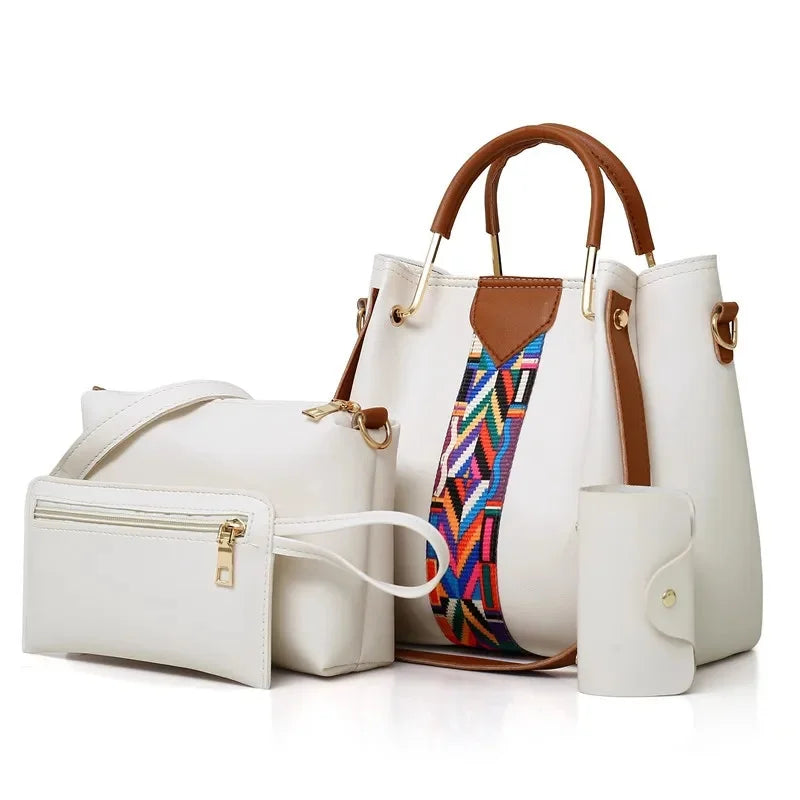 Fashionable Women's Shoulder Bag Hot Sale Of The Season New Style Mother-Child Multi-piece Set Colorful Ribbon Ladies Handbag Si