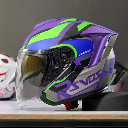 RSV DOT Motorcycle Helmet Double Visor 3/4 Half Helmets Scooter Casco Moto for Men Women Capacete Motorcycle Street Bike Gear