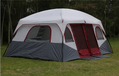 6-12Persons 2Rooms Large Space Tent Glamping Tourist Outdoor Camping Family Travel Anti-storm Suncreen Luxury UV 50+ Beach Play