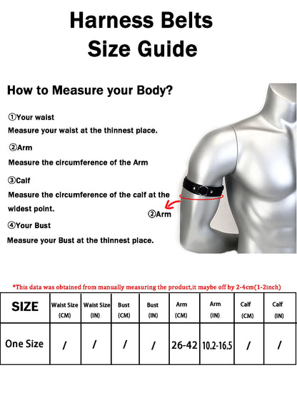 Punk Hip Hop Sexy PU Leather Fashion Men's Armband, Adjustable Bondage Elastic Armband Body Cage Arm Rings Erotic Rave Cosplay