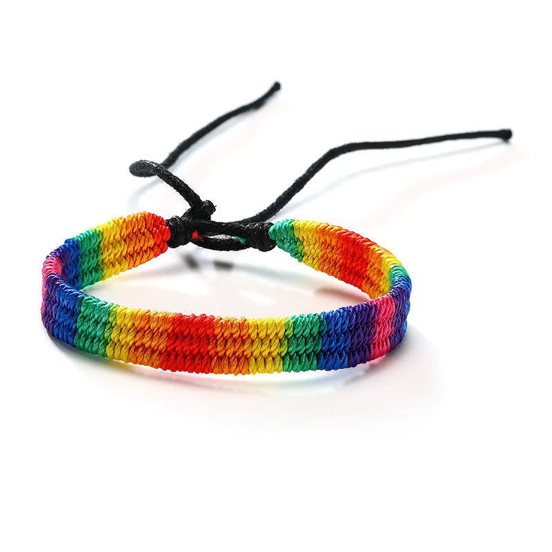 LGBT Bracelet Braided Friendship Bracelets Stylish Hand Woven Bracelet Rainbow Adjustable Size Pride Wristbands