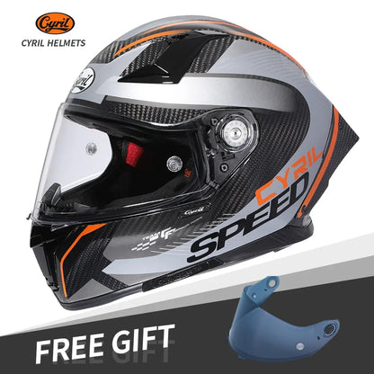 Unisex Lightweight Carbon Fiber Kevlar Full Face Motorcycle Street Bike Helmets Racing Helmet DOT ECE Approved CYRIL Casque Moto