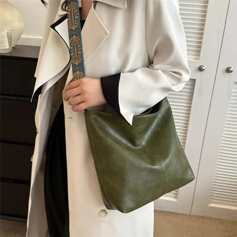 Bohemian Style Women Shoulder Bag, Vintage Wide Strap Crossbody with Intricate Embroidery, Versatile for Casual Commuting Wear