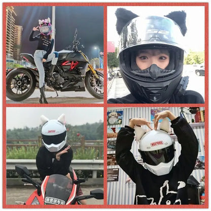 Motorcycle Helmet Cat Ears Decoration Cute Plush Stickers Motocross Helmet Full Face Off Road Helmet Decor Cosplay Styling