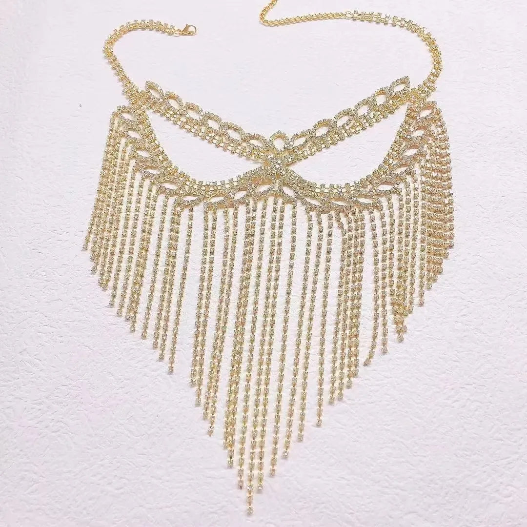Charms Sexy Rhinestone Tassel Masquerade Face Jewelry For Women Facial Accessories Banquet Party Mask Full Face Chain Decoration