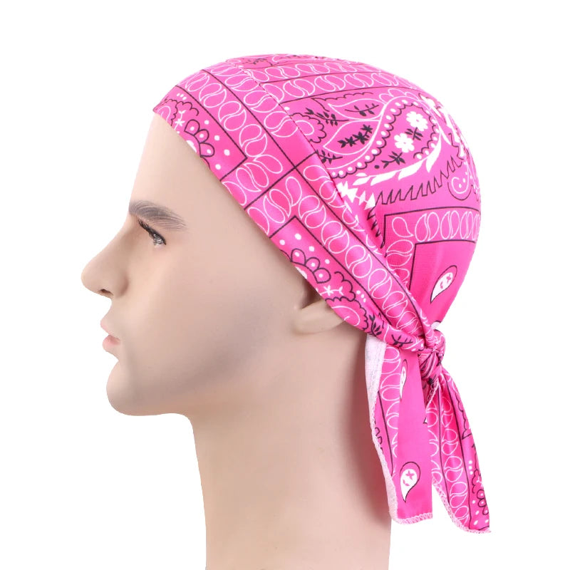 New Paisley Print Hip Hop Turban Cap Elastic Head Wraps Breathable Casual Durags Candy Color Durag Unisex Bandana Pirate Hats