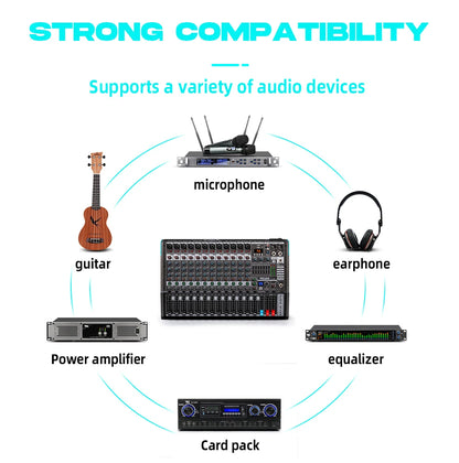 TKLBLS L12 mixer Professional 12 channel USB DJ PC 99 DSP effect  Bluetooth 48V party performance