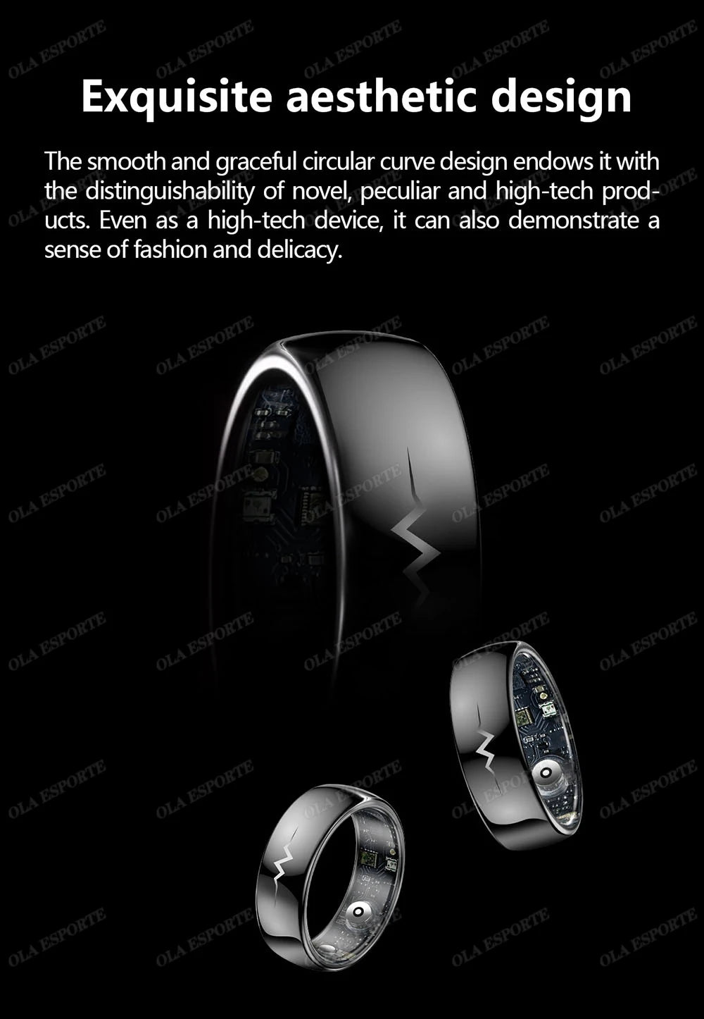 New ECG Smart Ring Men Women Bluetooth Blood Heart Rate Blood Oxygen Health Monitoring Multi Sports 5ATM Waterproof smartring