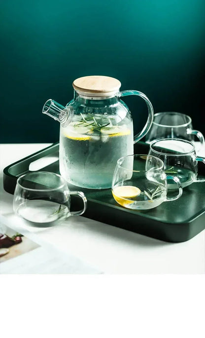 1.8L Transparent Borosilicate Glass Teapot Heat-Resistant Large Clear Tea Pot  Flower Tea Set Puer Kettle Cup Office Home Tool