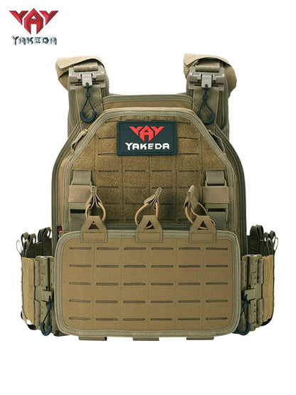 YAKEDA Tactical Plate Carrier Vest,Military Molle Assault Vest with Quick Release Buckles,Adjustable Padded Straps,1000D Nylon