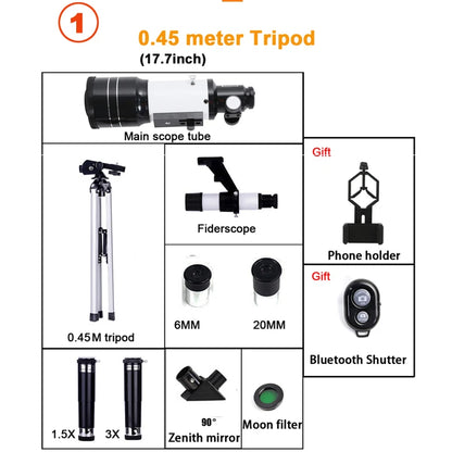 Professional Astronomical Telescope F30070 Monocular 150 Times Zoom HD Night Vision  View Moon Star  AZM70300 Stargazing