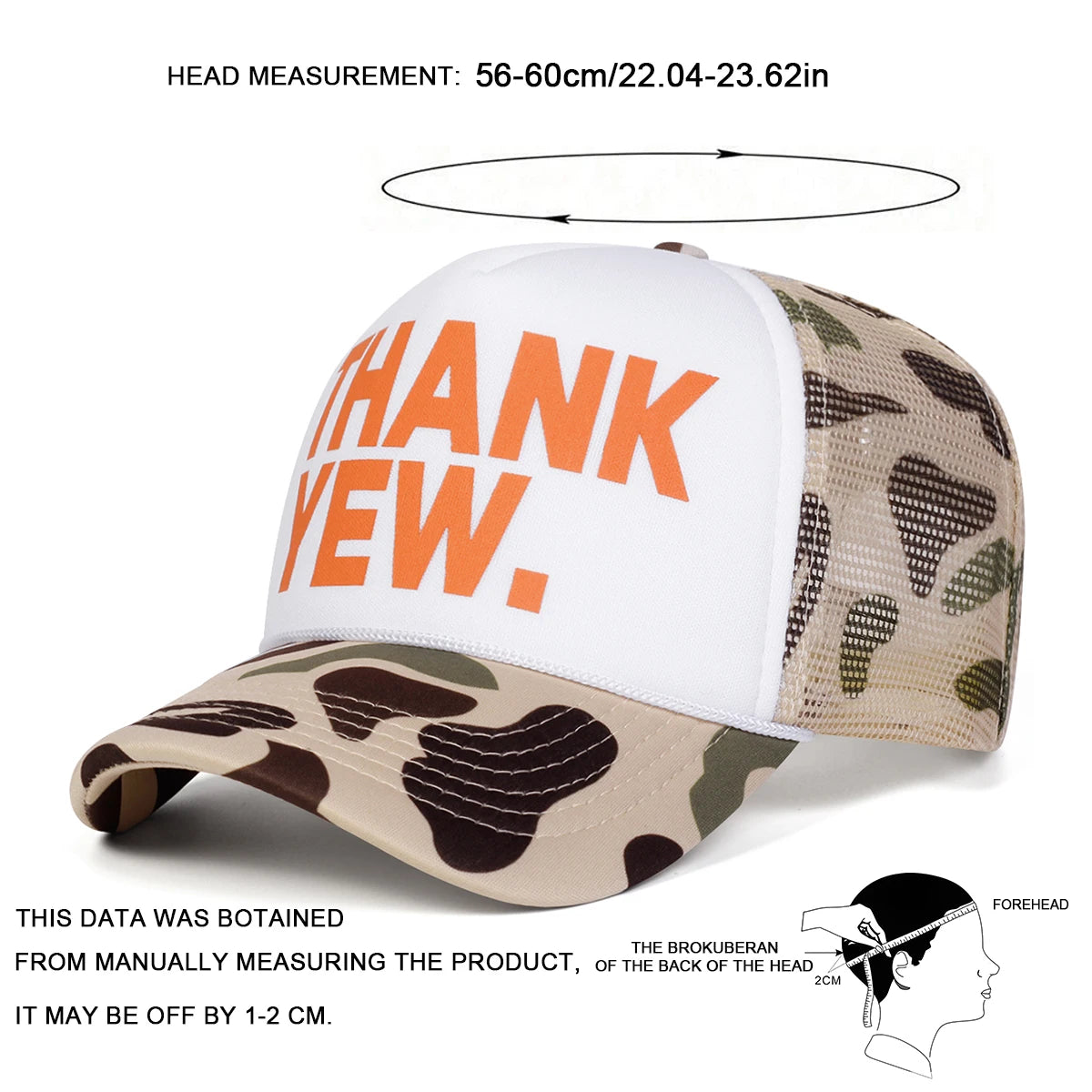 Unisex THANK YEW Embroidery Baseball Net Caps Spring Summer Outdoor Adjustable Casual Hats Sunscreen Hat Sports Cap