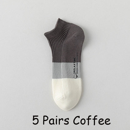 5 Pairs Men Cotton Ankle Socks Low Cut Breathable Comfortable Soft Thin Casual Sports Fashions Non-Slip Women Boat Short Socks