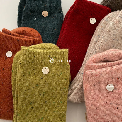 SP&CITY Colored Dotted Sheep Woolen Socks Women's Winter Warm Keeping Middle Tube Socks Casual Thick Korean Fashion Stockings