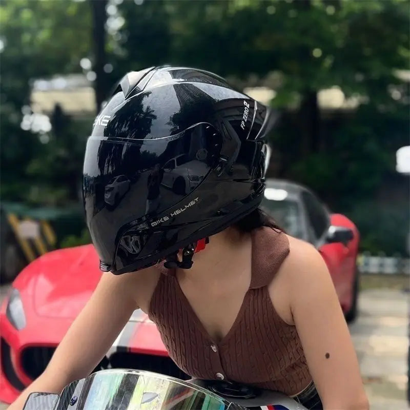 Qike FP02 Motorcycle Helmet Flip Up Helmet Qike FP02 Visor QIKE Prats Dual Visor Casque Moto Street Bike Long Visor Casco Moto