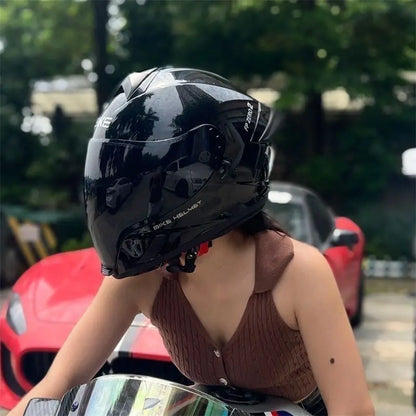 Qike FP02 Motorcycle Helmet Flip Up Helmet Qike FP02 Visor QIKE Prats Dual Visor Casque Moto Street Bike Long Visor Casco Moto
