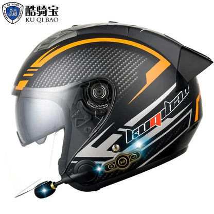 HOT DOT Approved Open Face 3/4 Motorcycle Helmet with Build-In Bluetooth Headset Earphone and Detachable Liner for honda
