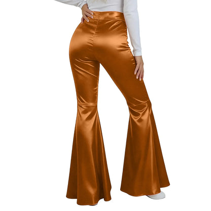 Sequin Women Flared Pants High Waist Shiny Disco Party Trousers Loose Fit Dance Club Stretchy Bell Bottom Wide Leg Trousers New