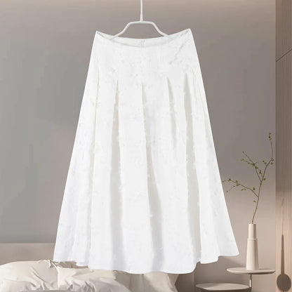 Elegant Fringe Skirts Sets 2 Pieces Women Lapel Buttons Long Sleeve Blouses Pleated A-line Long Skirts 2025 Summer Chic Outfits
