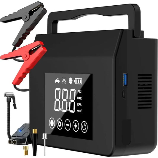 Jump Starter with Air Compressor, 4000A Car Battery Jump Starter(ALL Gas/8.0L Diesel) with 150PSI Tire Inflator 12V Car Battery