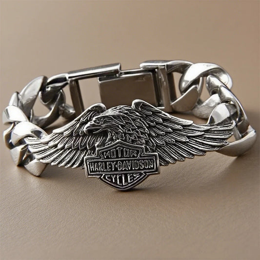For Harley Davidson Electra Glide Ultra 883 Engine Skull Eagle Bracelet Personality Vintage Skull Mens Boys Bracelet Accessories