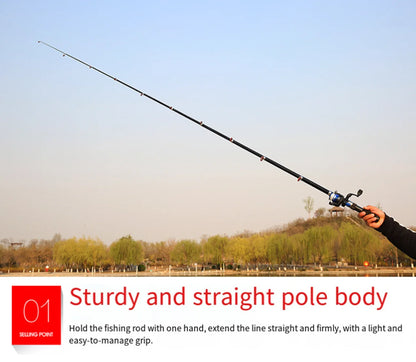 Mini Telescopic Sea Fishing Rod, Portable Spinning Rod 1.0-2.3m Ultra-Short Travel Rock Fishing Rod with Metal Spinning Reel