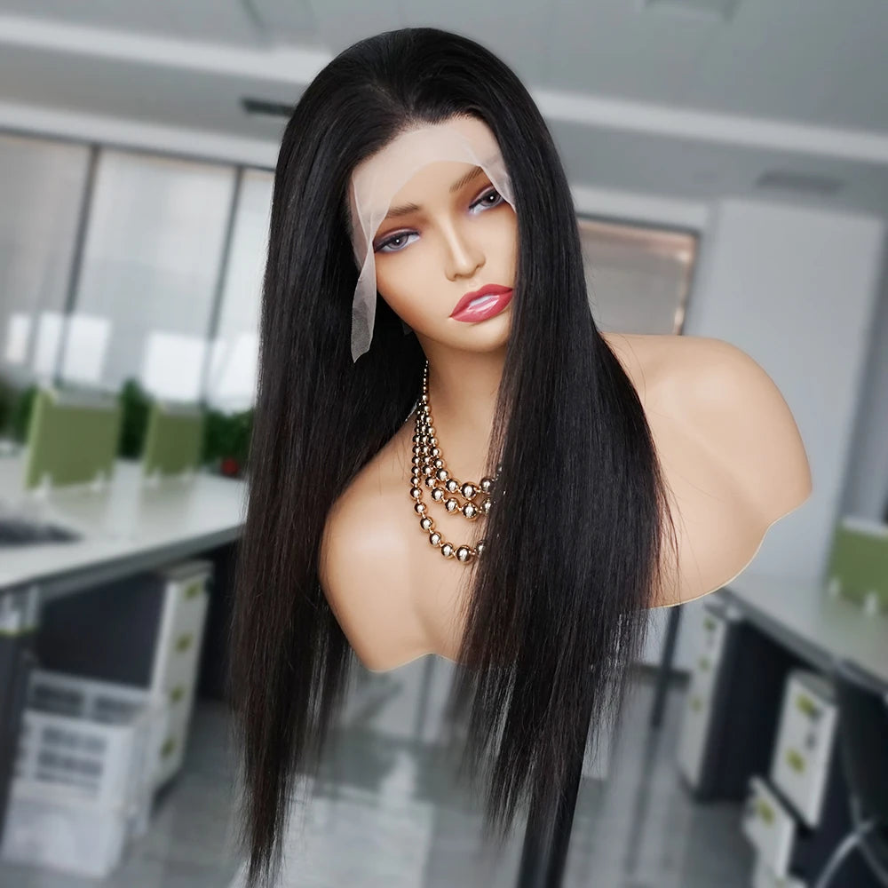 180% 13x4 Bone Straight Lace Front Wig Indian Remy Transparent Lace Frontal Wig Human Hair Wigs 4x4 Closure Wig Pre-Plucked