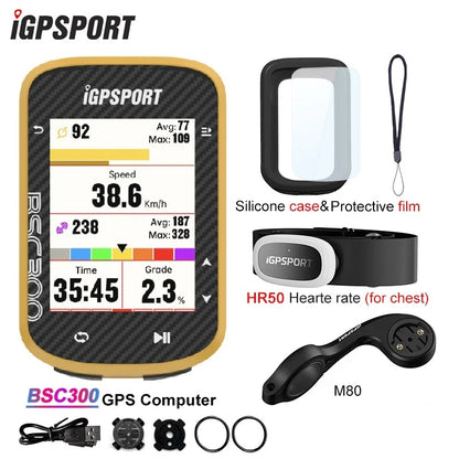iGPSPORT BSC300 BSC 300 Yellow Computer ANT+ Wireless Bike Speedometer Bluetooth GPS route navigation notification Odometer