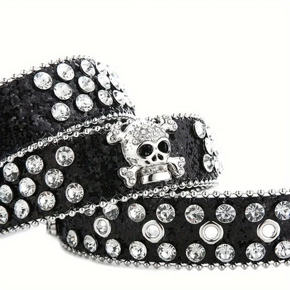 Stylish Rhinestone Western Cowgirl Style Y2K Belt Sparking Pu Leather BB Belts Jeans Dress Accessories For Women
