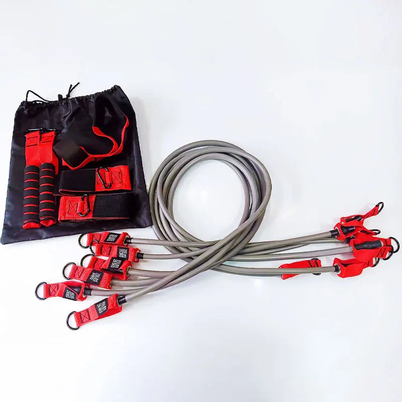 Resistance strap with handle: used for muscle training, strength building, body shaping, yoga, home fitness equipment - natural