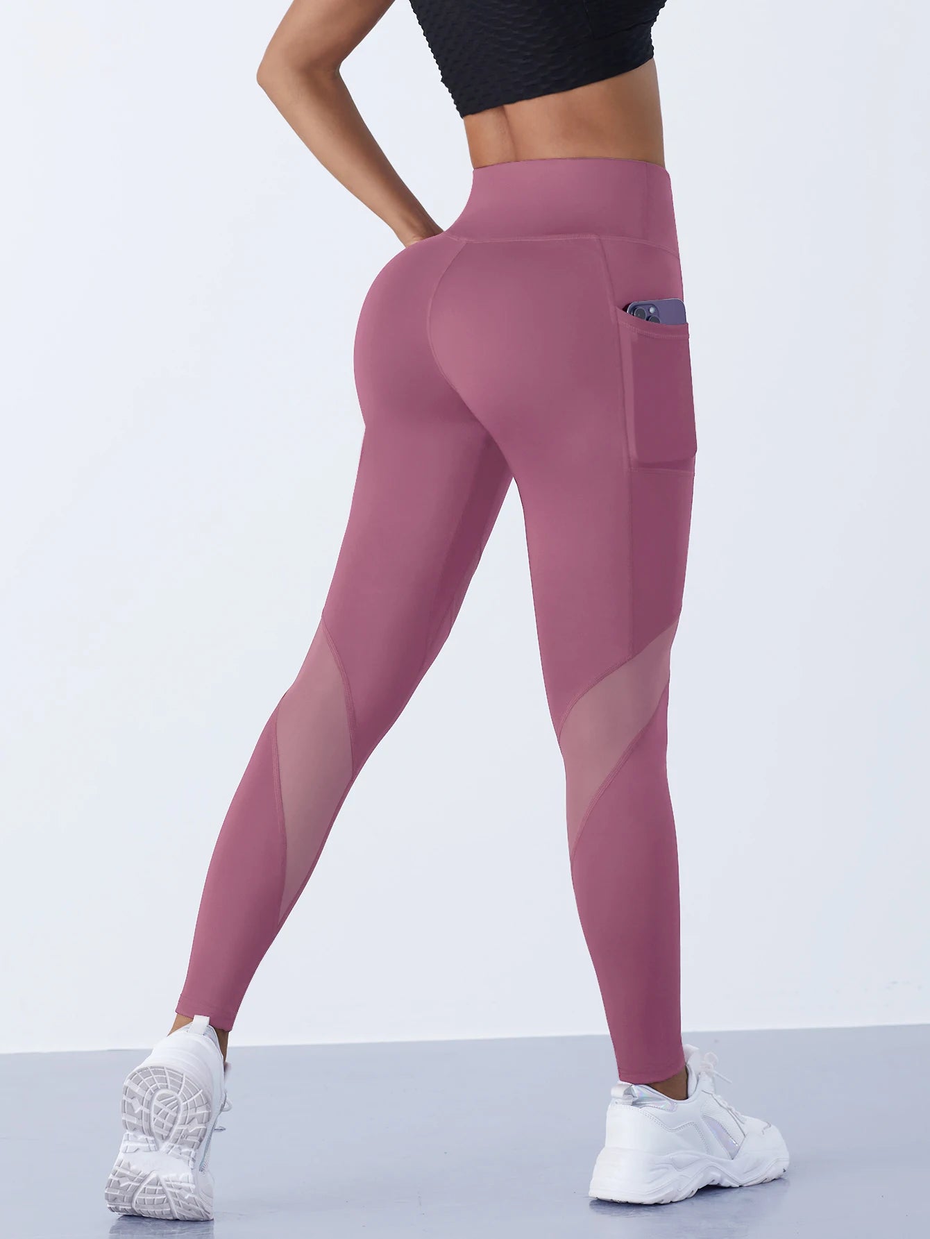 1PCS Women's Mesh Splicing Yoga Pants Shaping Leggings High Waist Tummy Control Lift Hips Running Workout Activewear Pants