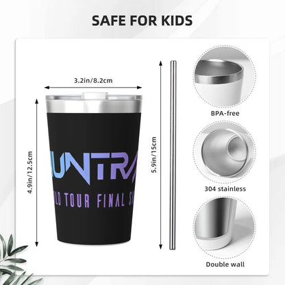 Mystery Saja Boys Kpop Demon Hunters Tumbler With Straw For Kids Stainless Steel Travel Mugs Double Wall Vacuum Insulated 12oz